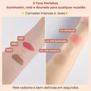 Kit Glow Perfeito 3 Peças – Iluminador, Blush e Contorno Líquido