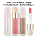 Kit Glow Perfeito 3 Peças – Iluminador, Blush e Contorno Líquido
